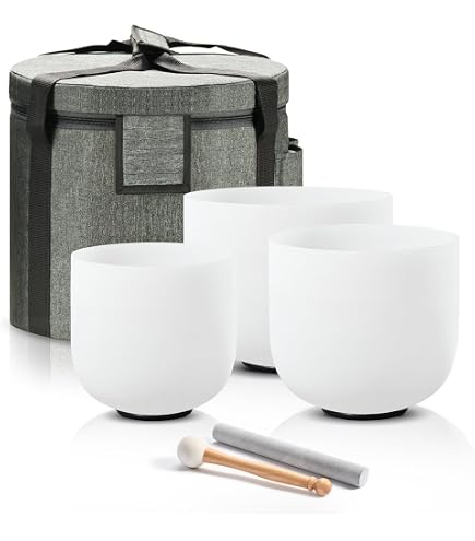 Amazon.com: 440HZ Crystal Singing Bowls Set of 3, 8''-12'' Frosted